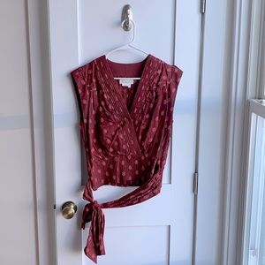 Anthropologie Faux Wrap Embroidered Tank (Size S)